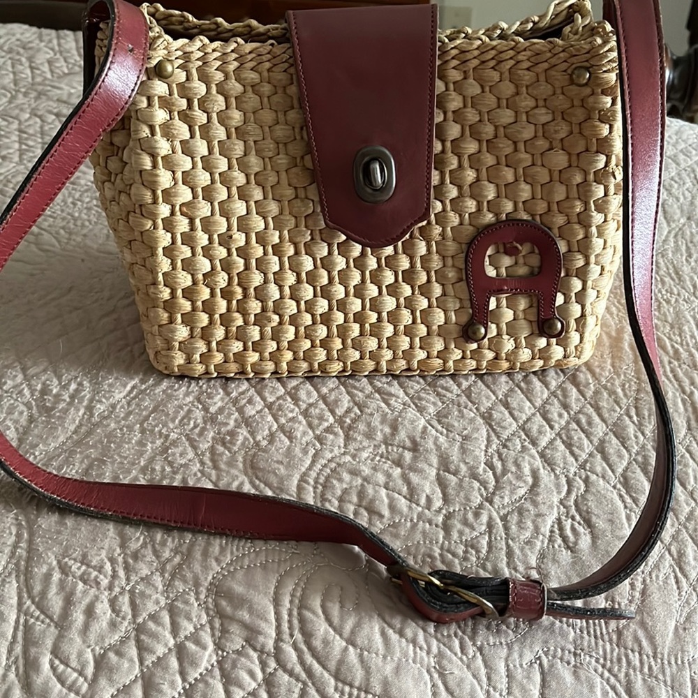 Vintage Aigner wicker handbag.